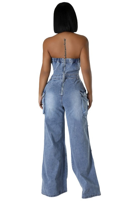 WOMEN FASHION DENIM JUMPSUIT - Modestly Vogue 