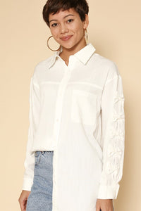 Bow Sleeve Button-Down Shirt – Stylish & Feminine Top - Modestly Vogue 