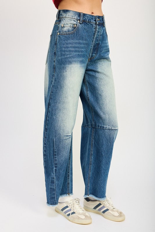 Denim MEDIUM WASH HORSESHOW JEANS - Modestly Vogue 