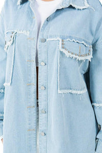 Denim OVERSIZE DENIM SHIRT - Modestly Vogue 