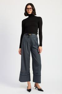 Fold-Over Pleated Pants – Elegant and Stylish Design - Modestly Vogue 