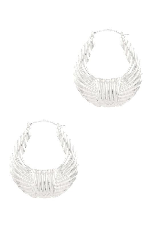 – | Textured Oval Hoop Earring - Modestly Vogue 