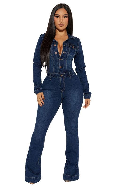 Trendy & Elegant Jumpsuits for Women – Stylish One-Piece Outfits for Every Occasion | Modestly Vogue Flattering Curvy Fit | Stylish & Comfortable Plus-Size Clothing | Modestly Vogue WOMEN DENIM SEXY JUMPSUIT - Modestly Vogue 