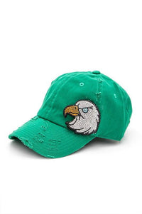 Rhinestone Eagle 3D Distressed Cotton Cap – Stylish & Bold Embellished Cap for Fashion-Forward Looks - Modestly Vogue 