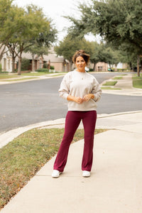 The Maeve Maroon Bootcut Leggings Round 2 - Modestly Vogue 