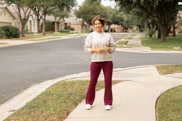 The Maeve Maroon Bootcut Leggings Round 2 - Modestly Vogue 