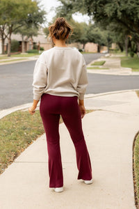 The Maeve Maroon Bootcut Leggings Round 2 - Modestly Vogue 