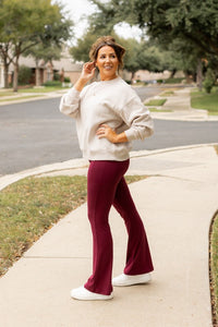 The Maeve Maroon Bootcut Leggings Round 2 - Modestly Vogue 