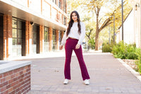 The Maeve Maroon Bootcut Leggings Round 2 - Modestly Vogue 