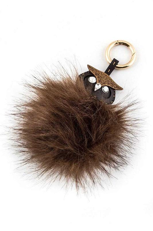 Stylish Clothing Accessories for Every Look – Trendy & Chic Accessories for Women | Modestly Vogue Leather Owl Fur Pom Key Charm - Modestly Vogue 