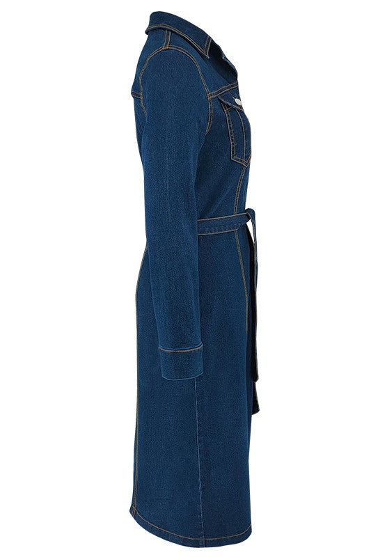 WOMEN FASHION DENIM LONG MAXI DRESS - Modestly Vogue 