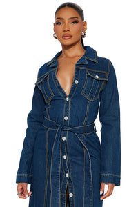 WOMEN FASHION DENIM LONG MAXI DRESS - Modestly Vogue 