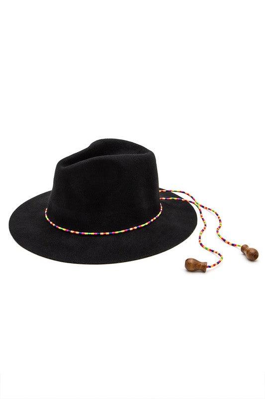 Leather Beaded Band Western Fedora Hat - Modestly Vogue 