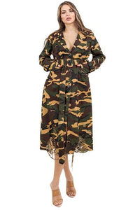 Stylish Dresses for Women – Trendy & Timeless Styles for Every Occasion | Modestly Vogue Flattering Curvy Fit | Stylish & Comfortable Plus-Size Clothing | Modestly Vogue WOMEN FASHION CAMOFLAGE LONG TRENCH COAT - Modestly Vogue 