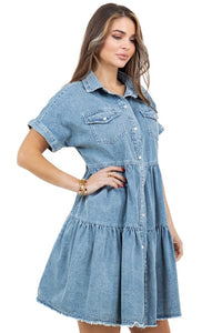 WOMEN FASHION DENIM DRESS - Modestly Vogue 