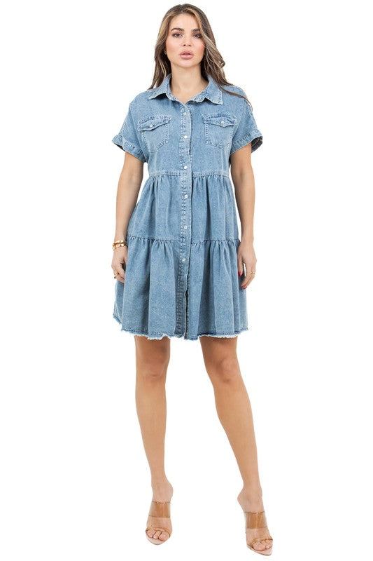 WOMEN FASHION DENIM DRESS - Modestly Vogue 