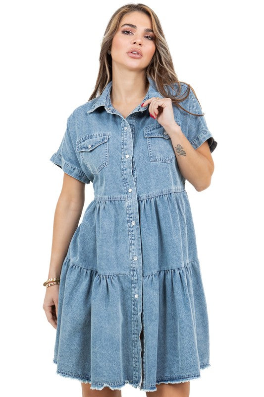 WOMEN FASHION DENIM DRESS - Modestly Vogue 