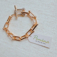 Paved Toggle U Chain Link Bracelet - Modestly Vogue 