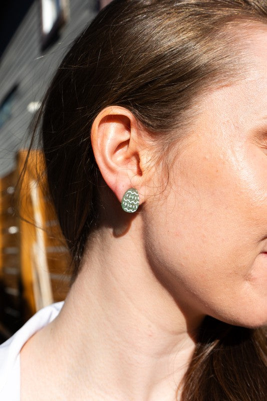 Easter Egg Studs - Pastel Green Glitter – Fun and Festive Earrings for a Colorful Spring Look - Modestly Vogue 