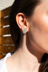 Easter Egg Studs - Pastel Green Glitter – Fun and Festive Earrings for a Colorful Spring Look - Modestly Vogue 