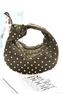 Studded Top Knotted Handle Soft Clutch Evening Bag - Modestly Vogue 