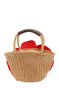 Flower Accent Straw Handbag – Stylish and Summer Bag - Modestly Vogue 