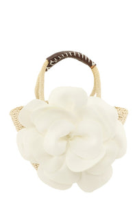 Flower Accent Straw Handbag – Stylish and Summer Bag - Modestly Vogue 