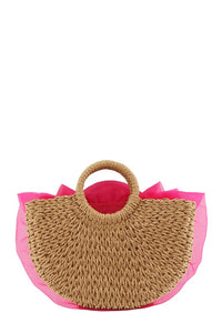 Crescent Shape Flower Straw Handbag – Stylish and Chic Summer Accessory - Modestly Vogue 