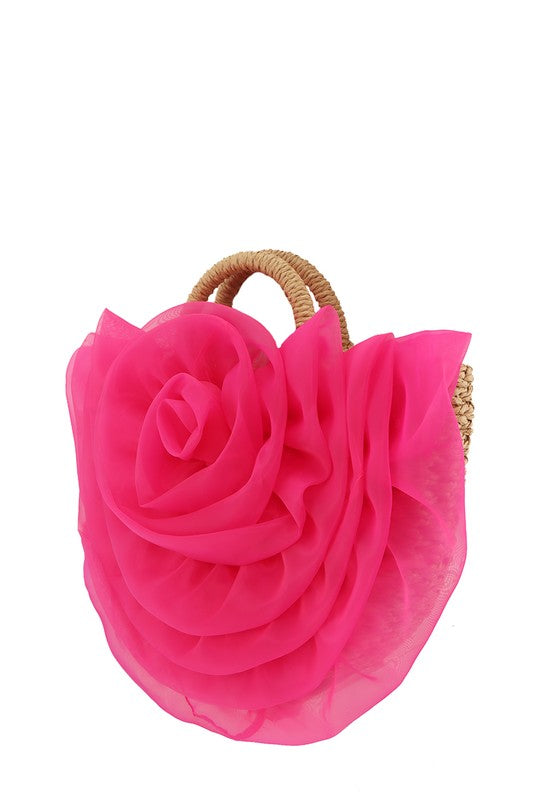 Crescent Shape Flower Straw Handbag – Stylish and Chic Summer Accessory - Modestly Vogue 