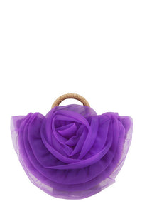 Crescent Shape Flower Straw Handbag – Stylish and Chic Summer Accessory - Modestly Vogue 