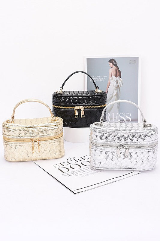 Braided Metallic Top Handle Vanity Swing Bag | Elegant Women’s Handbag - Modestly Vogue 