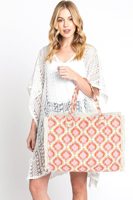 Boho Chic Aztec Jacquard Fashion Tote - Modestly Vogue 