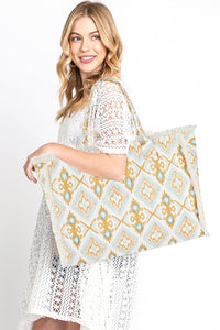 Boho Chic Fringe Edge Boho Printed Fashion Tote | Bohemian Tote Bag - Modestly Vogue 