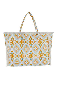 Boho Chic Fringe Edge Boho Printed Fashion Tote | Bohemian Tote Bag - Modestly Vogue 