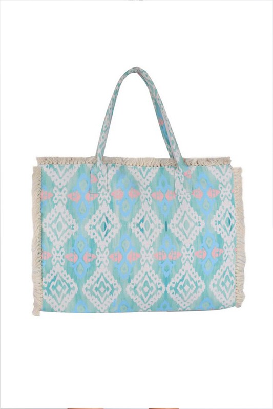 Boho Chic Raw Edge Boho Jacquard Fashion Tote | Spacious Boho Tote Bag" - Modestly Vogue 