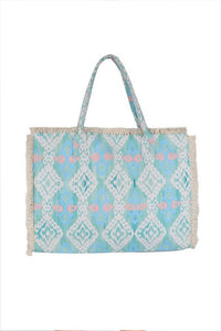 Boho Chic Raw Edge Boho Jacquard Fashion Tote | Spacious Boho Tote Bag