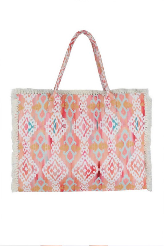 Boho Chic Raw Edge Boho Jacquard Fashion Tote | Spacious Boho Tote Bag" - Modestly Vogue 