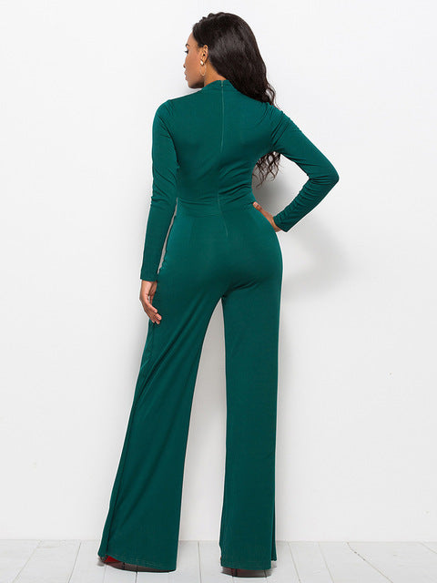 Long Sleeve Mock Neck Wide Leg Jumpsuit – Chic & - Modestly Vogue 