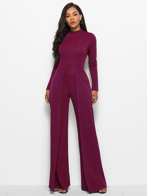 Long Sleeve Mock Neck Wide Leg Jumpsuit – Chic & - Modestly Vogue 