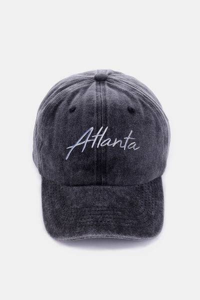 Washed ATLANTA Embroidered Baseball Cap – Trendy and Casual Cap with Atlanta Design - Modestly Vogue 