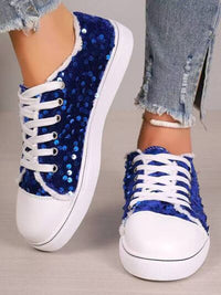 Sequin Round Toe Flat Sneakers – Stylish and Sparkling Flats for Effortless Everyday Glam - Modestly Vogue 