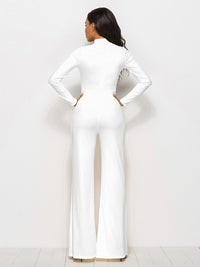 Long Sleeve Mock Neck Wide Leg Jumpsuit – Chic & - Modestly Vogue 