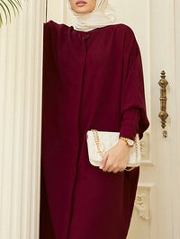 Loose Buckle Solid Color Round-Neck Muslim Abaya - Modestly Vogue 