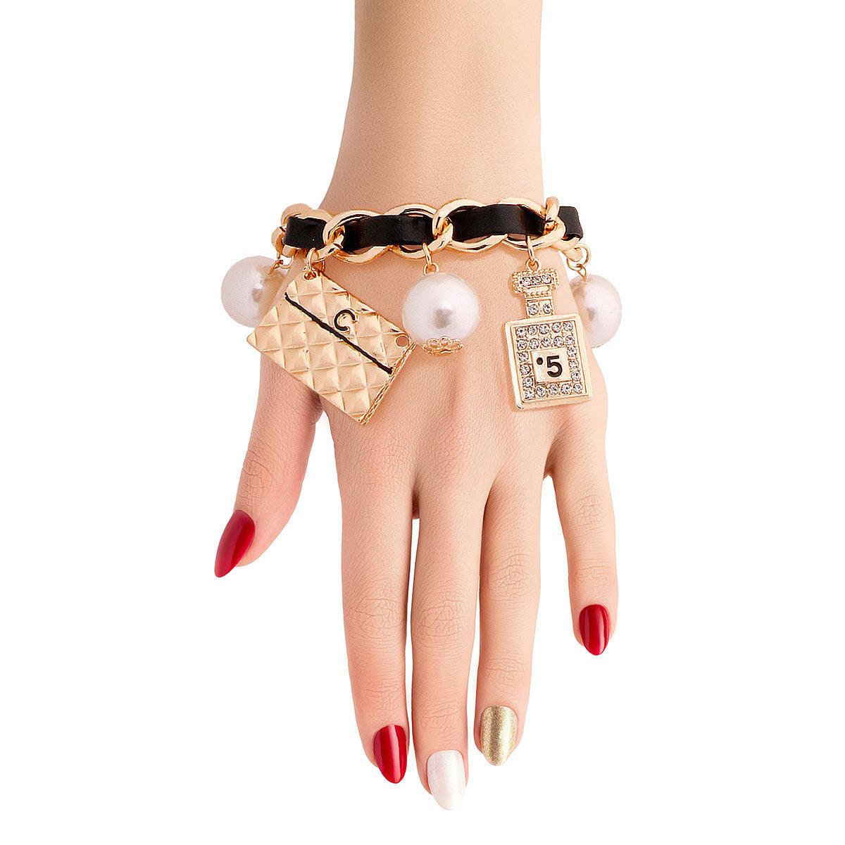 New Arrivals – Fresh, Trendy Fashion | – | Gold and Black Perfume Charm Bracelet - Modestly Vogue 