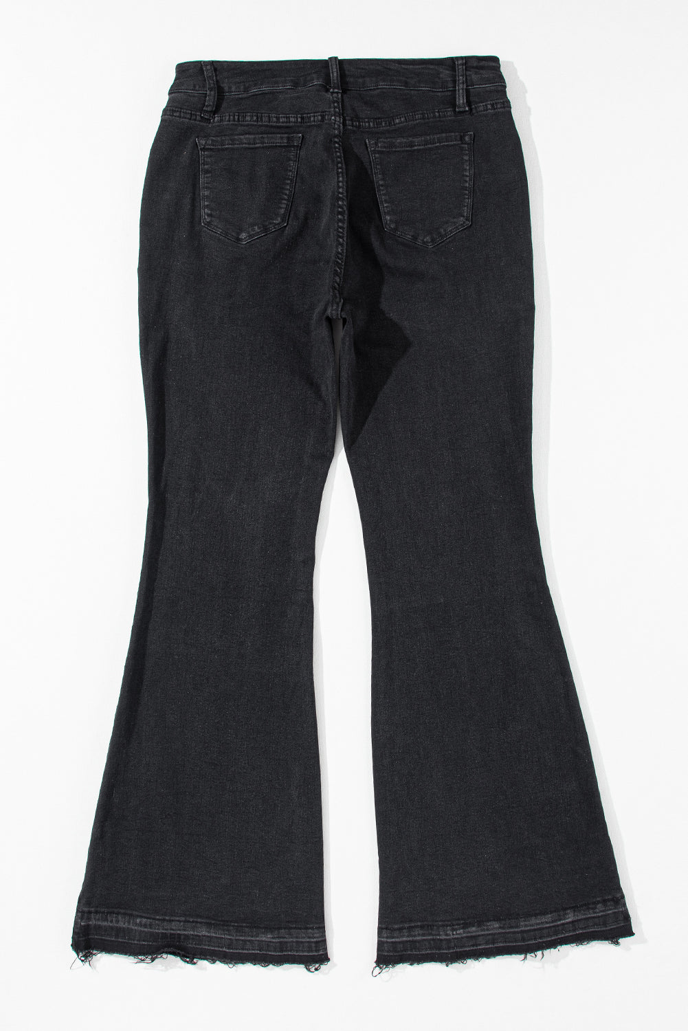 Denim Black High Waist Button Front Flare - Modestly Vogue 