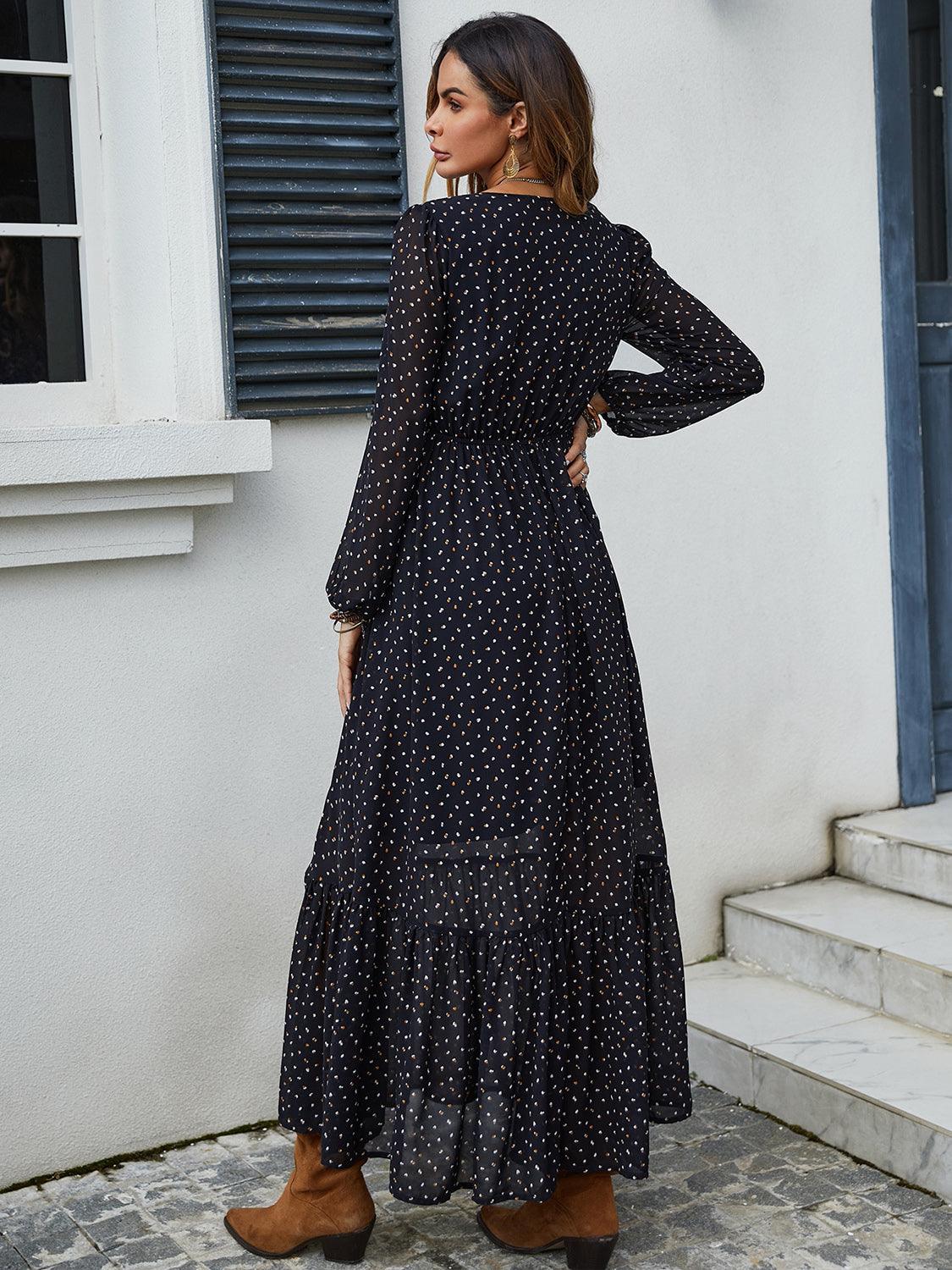 Boho Chic Dresses – Timeless Styles | Embroidered V-Neck Long Sleeve Dress - Modestly Vogue 