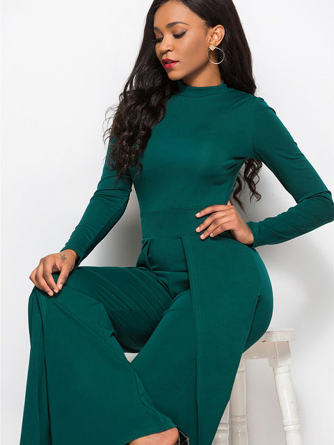 Long Sleeve Mock Neck Wide Leg Jumpsuit – Chic & - Modestly Vogue 