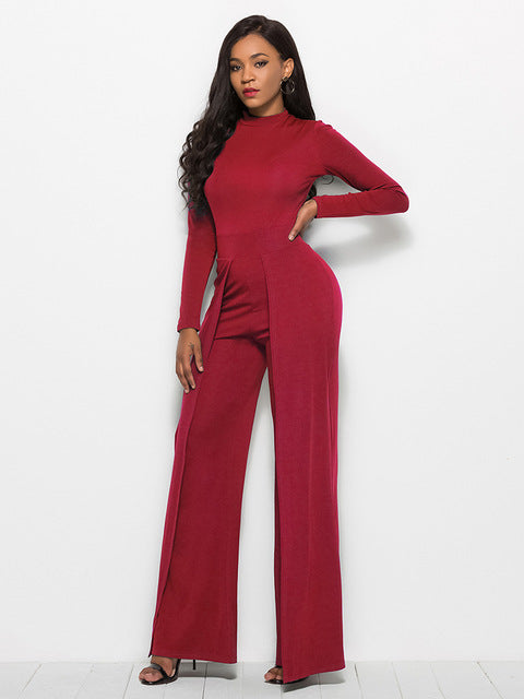 Long Sleeve Mock Neck Wide Leg Jumpsuit – Chic & - Modestly Vogue 