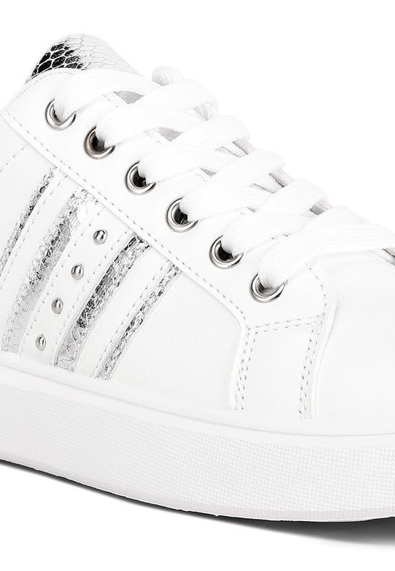 Claude Faux Leather Back Panel Detail Sneakers - Modestly Vogue 