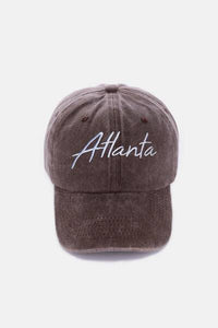 Washed ATLANTA Embroidered Baseball Cap – Trendy and Casual Cap with Atlanta Design - Modestly Vogue 